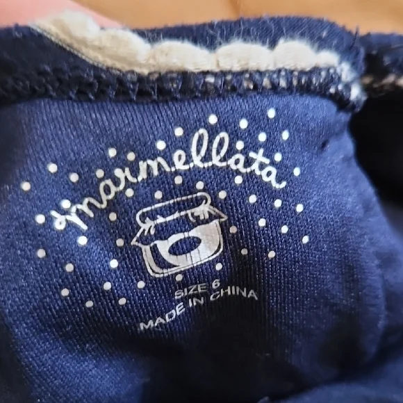 Marmellata Navy and White Striped Dress with Floral Details - Picture 2 of 7